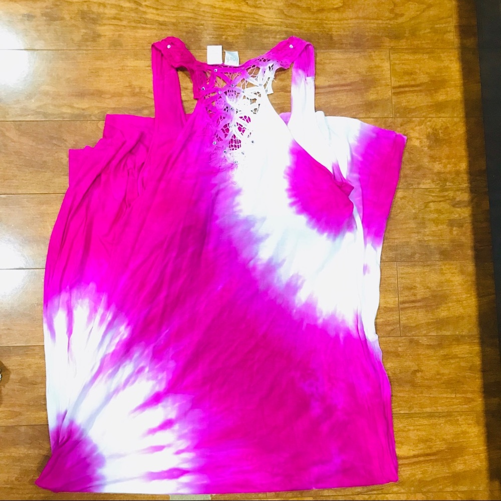 Pink and white tie dye maxi